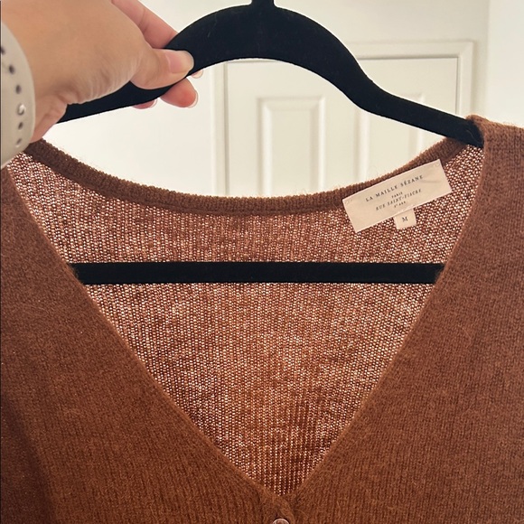 Sezane Brown V-Neck Barry Cardigan - Picture 5 of 5